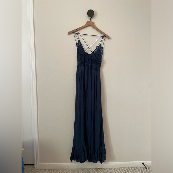 Free People Adella Maxi Slip Dress in Midnight Blue Small - Picture 9 of 13